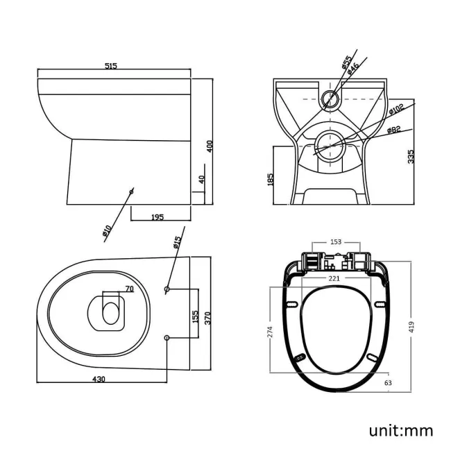 Seattle Back To Wall Toilet With Soft Close Seat and Concealed Cistern