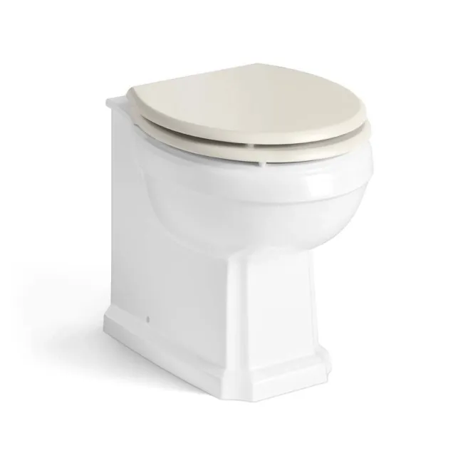 Hudson Traditional Back To Wall Toilet With Chalk White Wooden Seat