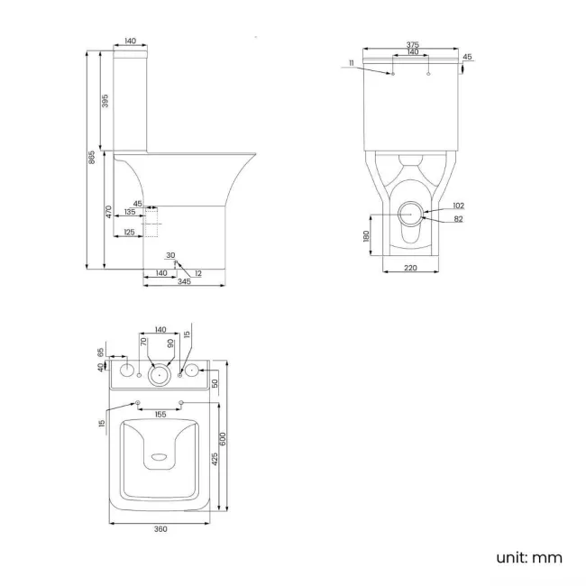 Dallas Rimless Comfort Height Close Coupled Toilet With Soft Close Seat