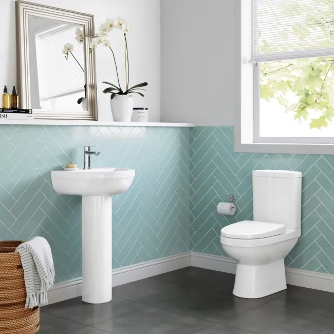 Seattle Rimless Close Coupled Toilet & Pedestal Basin Set
