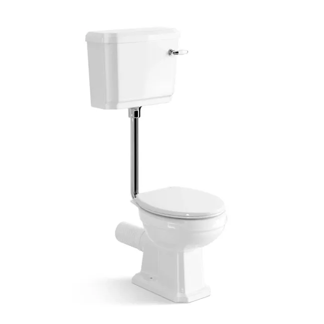 Hudson Traditional Close Coupled Toilet With Low-level Cistern & Pedestal Basin Set - Double Tap Hole