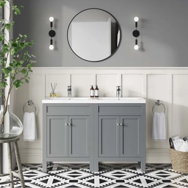 Bermuda Dove Grey Double Basin Vanity 1200mm