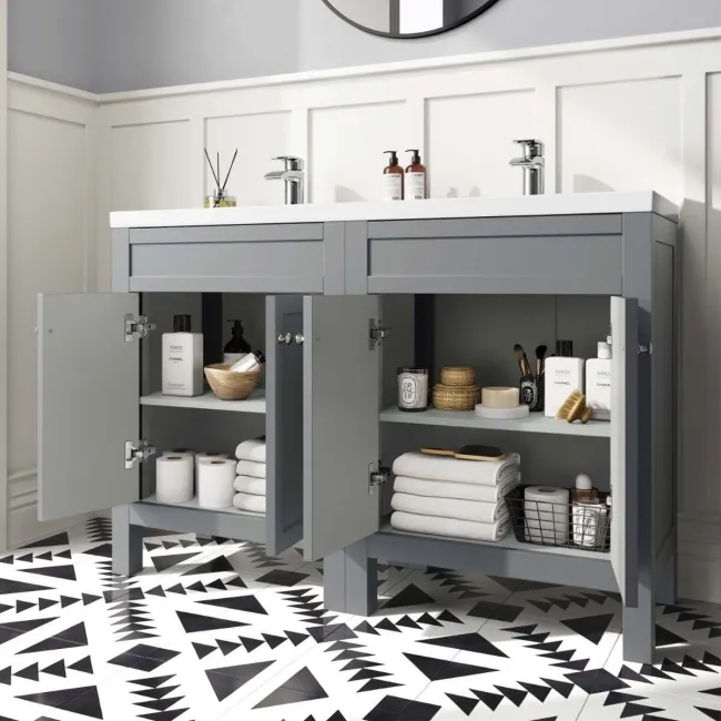 Bermuda Dove Grey Double Basin Vanity 1200mm