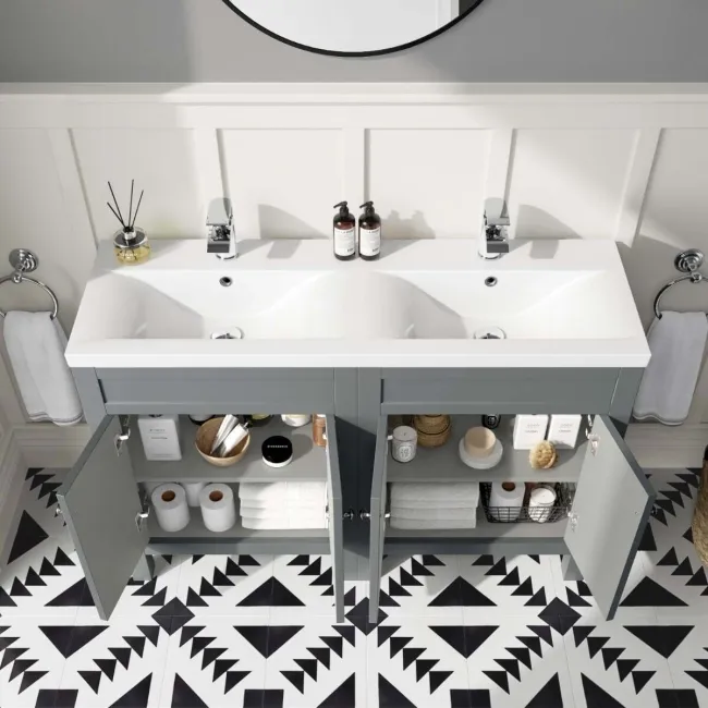 Bermuda Dove Grey Double Basin Vanity 1200mm