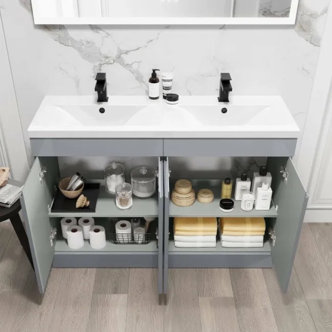 Trent Stone Grey Double Basin Vanity 1200mm