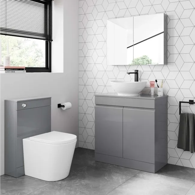 Trent Stone Grey Vanity with Oval Counter Top Basin 800mm