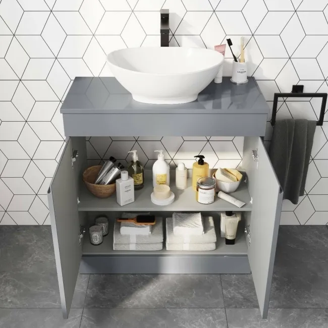 Trent Stone Grey Vanity with Oval Counter Top Basin 800mm