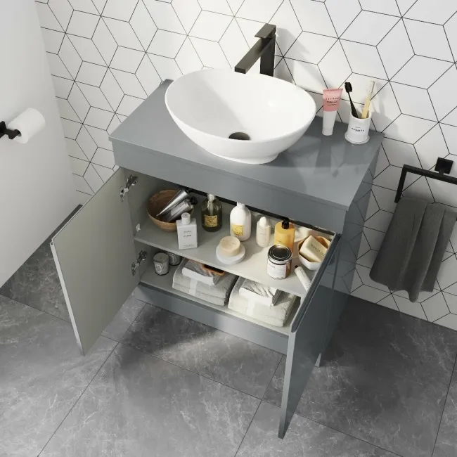Trent Stone Grey Vanity with Oval Counter Top Basin 800mm