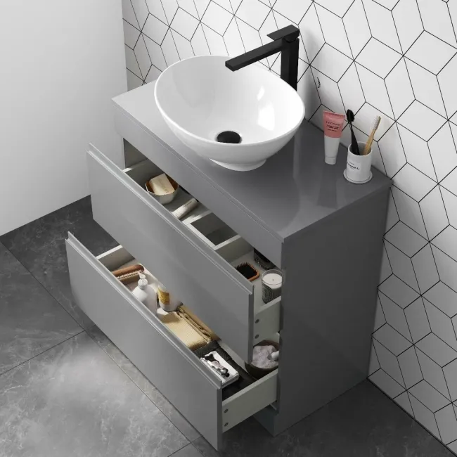 Trent Stone Grey Vanity Drawer with Oval Counter Top Basin 800mm