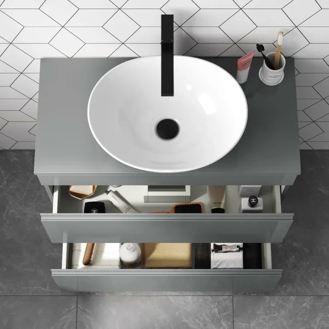 Trent Stone Grey Vanity Drawer with Oval Counter Top Basin 800mm