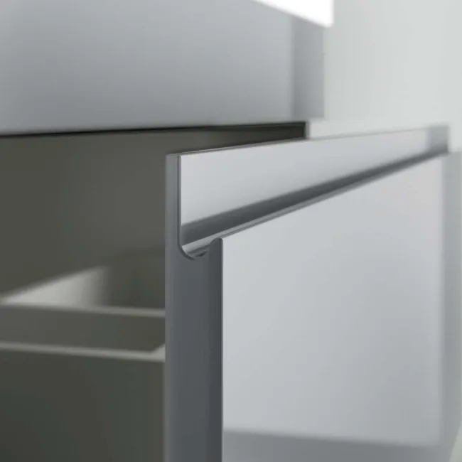 Trent Stone Grey Double Vanity Drawer with Marble Top & Curved Counter Top Basin 1200mm