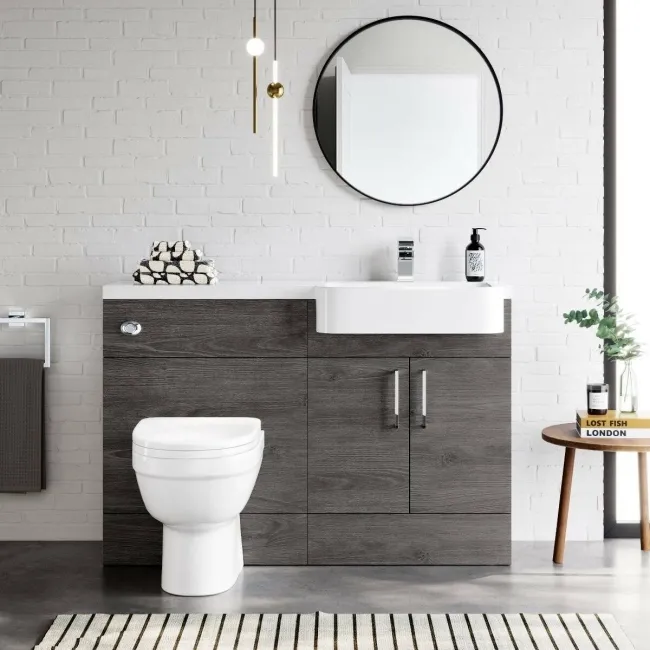 Harper Charcoal Elm Combination Vanity Basin and Seattle Toilet 1200mm - Right Handed