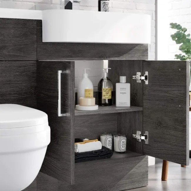 Harper Charcoal Elm Combination Vanity Basin and Seattle Toilet 1200mm - Right Handed