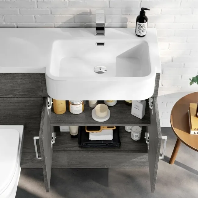 Harper Charcoal Elm Combination Vanity Basin and Seattle Toilet 1200mm - Right Handed