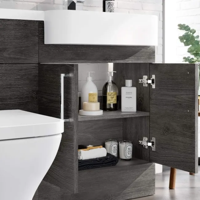 Harper Charcoal Elm Combination Vanity Basin and Atlanta Toilet 1200mm - Right Handed