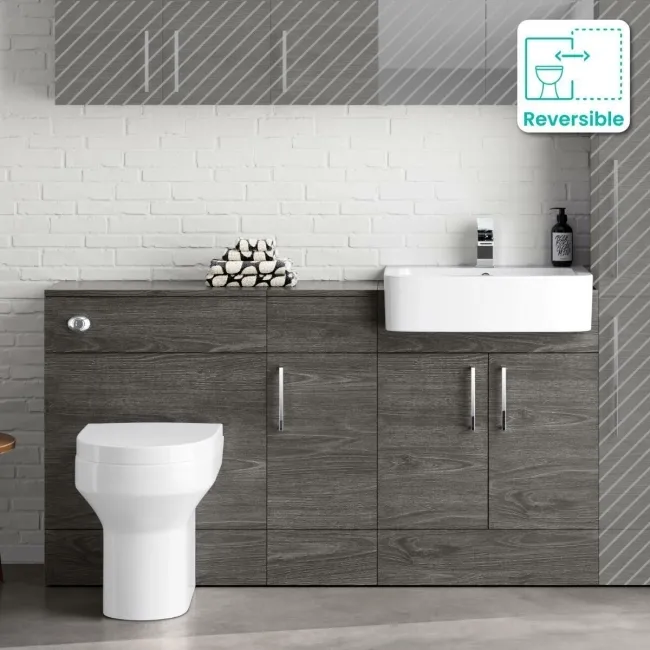 Harper Charcoal Elm Combination Vanity Basin and Denver Toilet 1500mm