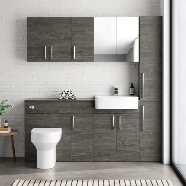 Harper Charcoal Elm Combination Vanity Basin and Denver Toilet 1500mm