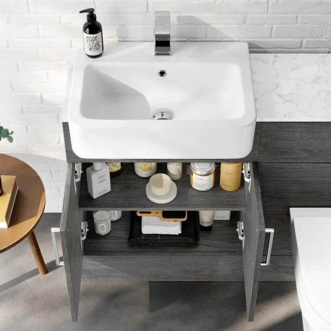 Harper Charcoal Elm Combination Vanity Basin with Marble Top & Denver Toilet 1200mm