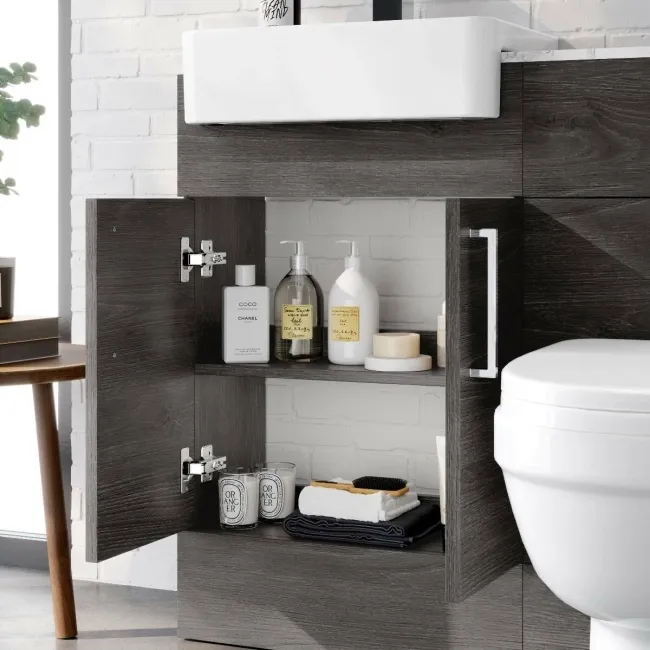 Harper Charcoal Elm Combination Vanity Basin with Marble Top & Seattle Toilet 1000mm