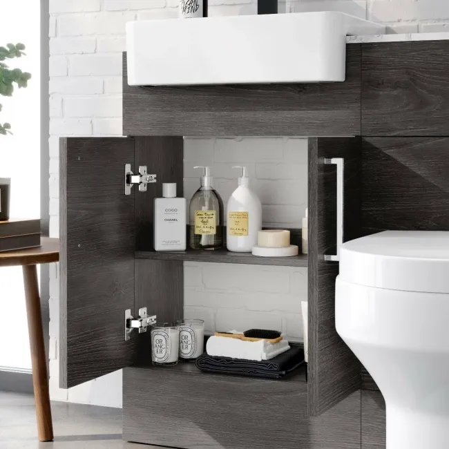 Harper Charcoal Elm Combination Vanity Basin with Marble Top & Denver Toilet 1000mm