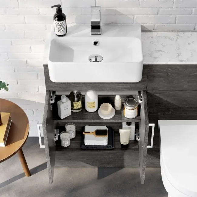 Harper Charcoal Elm Combination Vanity Basin with Marble Top & Denver Toilet 1000mm