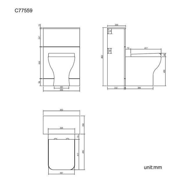 Elba Graphite Grey Slimline Back To Wall Unit and Atlanta Toilet - Black Accents