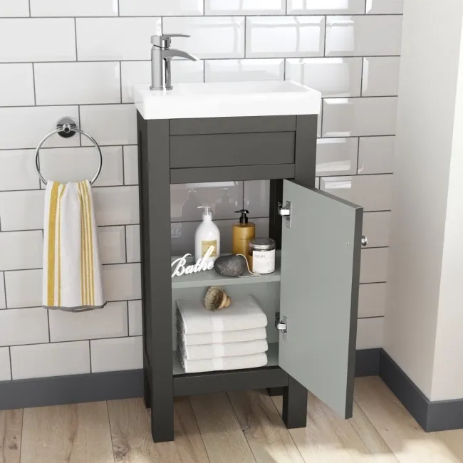 Bermuda Graphite Grey Cloakroom Basin Vanity 400mm