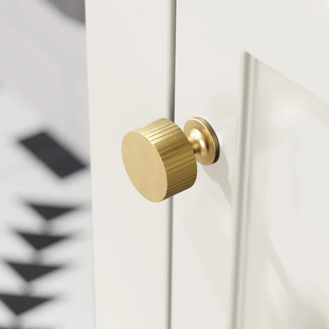 Bermuda Chalk White Cloakroom Basin Vanity 400mm - Brushed Brass Accents