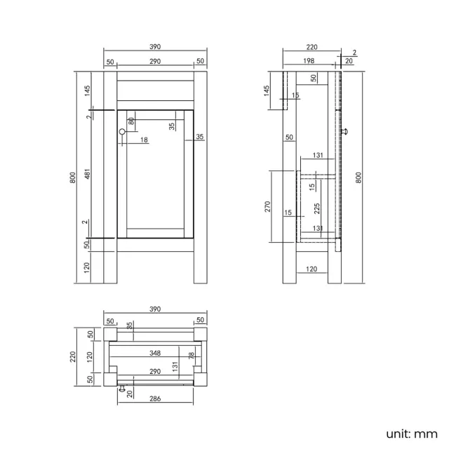 Bermuda Graphite Grey Cloakroom Basin Vanity 400mm - Brushed Brass Accents