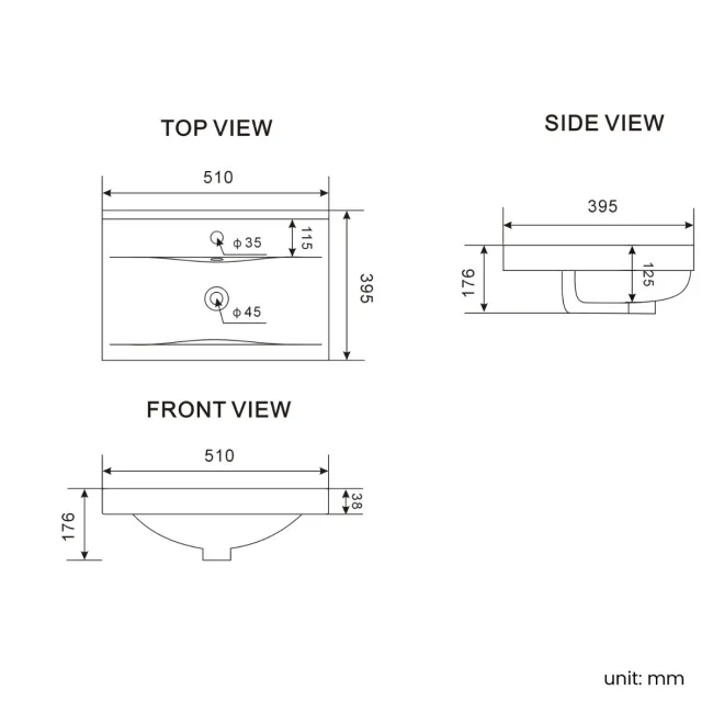 Bermuda Graphite Grey Basin Vanity 500mm - Brushed Brass Accents