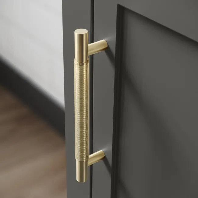 Bermuda Graphite Grey Cloakroom Basin Vanity 400mm - Brass Knurled Handles