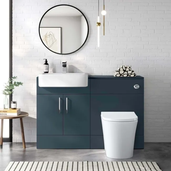 Harper Navy Blue Back To Wall Unit and Tucson Toilet