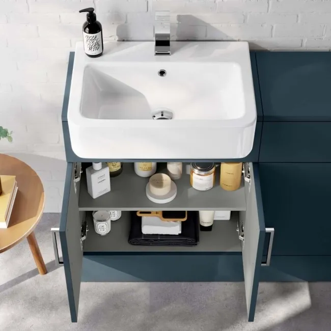 Harper Navy Blue Combination Vanity Basin and Houston Toilet 1200mm