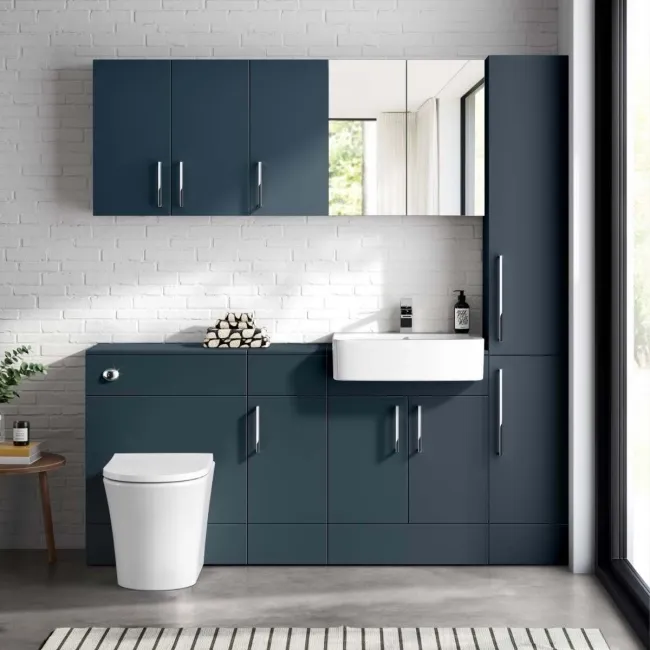 Harper Navy Blue Combination Vanity Basin and Tucson Toilet 1500mm