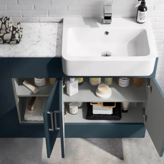 Harper Navy Blue Combination Vanity Basin with Marble Top & Tucson Toilet 1500mm