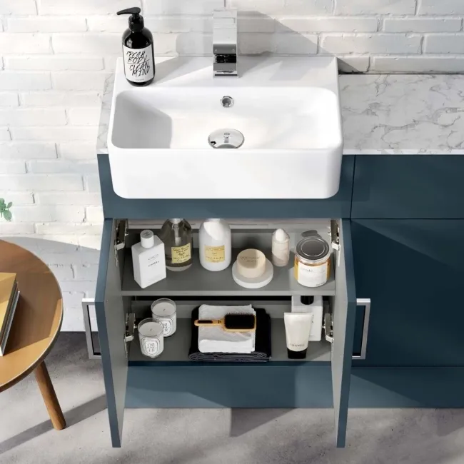Harper Navy Blue Combination Vanity Basin with Marble Top & Tucson Toilet 1000mm