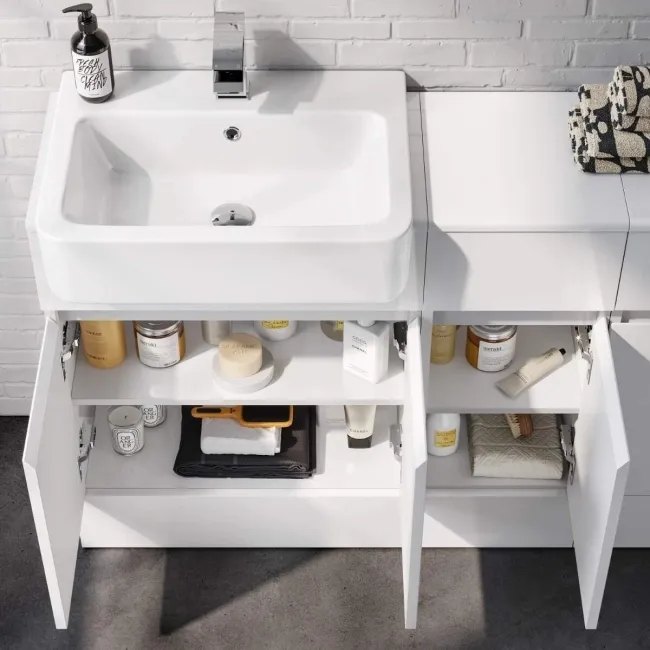 Foster Gloss White Combination Vanity Basin 1500mm - Excludes Toilet