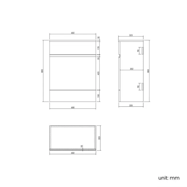 Foster Gloss White Combination Vanity Basin 1500mm - Excludes Toilet