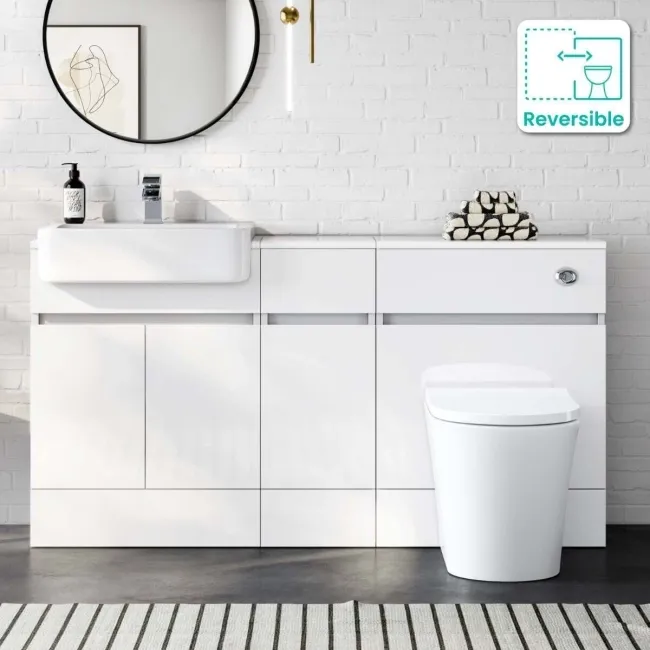 Foster Gloss White Combination Vanity Basin and Tucson Toilet 1500mm