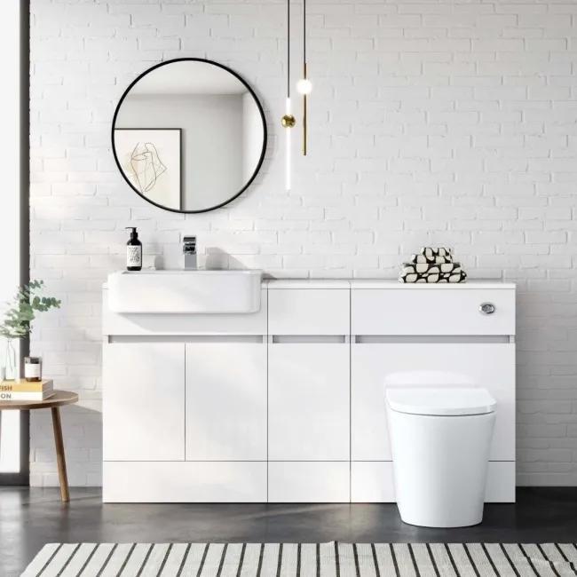 Foster Gloss White Combination Vanity Basin and Tucson Toilet 1500mm
