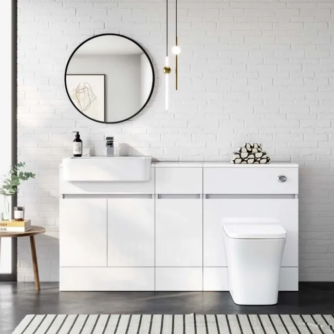 Foster Gloss White Combination Vanity Basin and Houston Toilet 1500mm