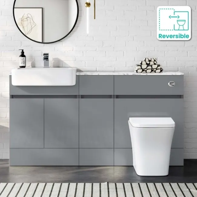 Foster Stone Grey Combination Vanity Basin with Marble Top & Houston Toilet 1500mm