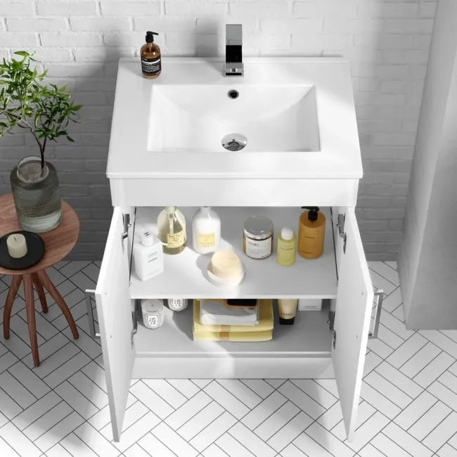 Mersey Gloss White Combination Vanity Basin and Houston Toilet 1100mm