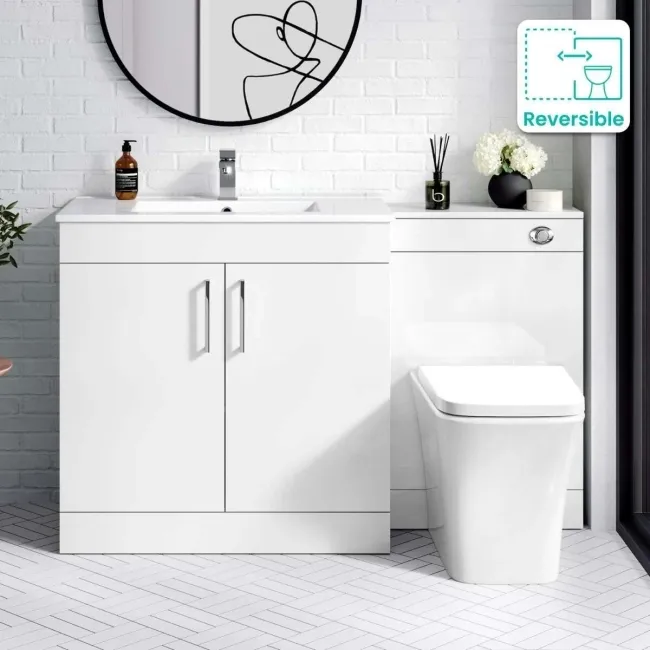 Mersey Gloss White Combination Vanity Basin and Houston Toilet 1300mm