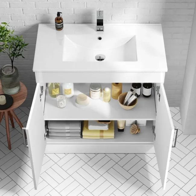 Mersey Gloss White Combination Vanity Basin and Houston Toilet 1300mm