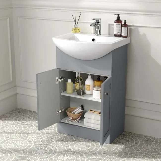 Capri Fog Grey Combination Vanity Basin and Houston Toilet 1050mm - Chrome Handles