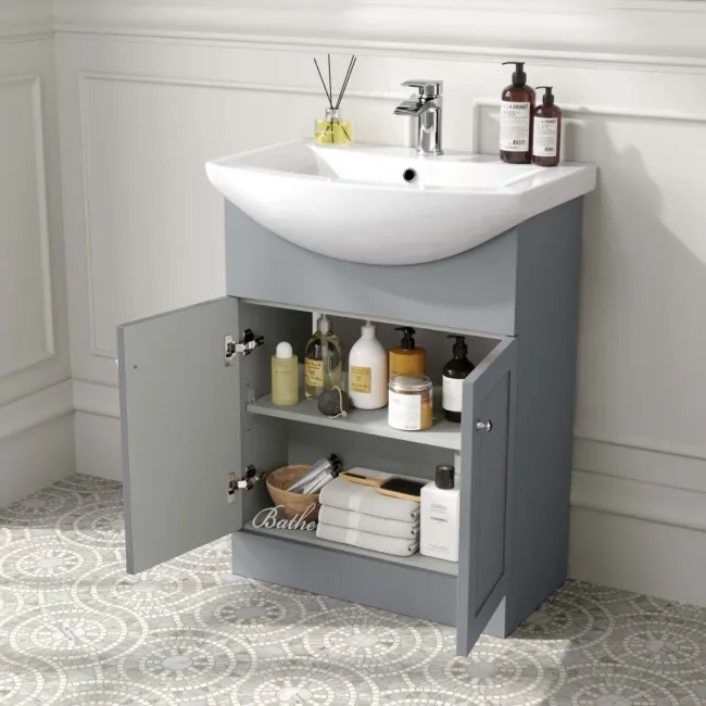 Capri Fog Grey Combination Vanity Basin and Houston Toilet 1150mm - Chrome Handles
