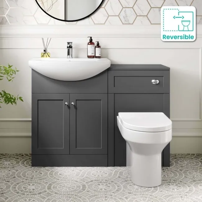 Capri Slate Grey Combination Vanity Basin and Miami Toilet 1150mm - Chrome Handles