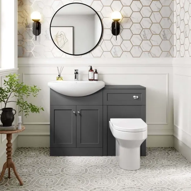 Capri Slate Grey Combination Vanity Basin and Miami Toilet 1150mm - Chrome Handles