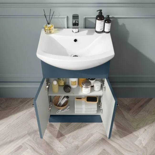 Capri Navy Blue Combination Vanity Basin and Houston Toilet 1050mm - Chrome Handles